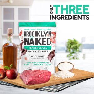 Brooklyn Biltong - Air Dried Grass Fed Beef Snack, South African Beef Jerky - Whole30 Approved, Paleo, Keto, Gluten Free, Sugar Free, Made in USA - 8 oz. Bag (Naked)