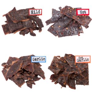 Strollo's Beef Jerky Sampler - Variety 4 Pack (1 of each flavor) Low Sodium, Low Carb, Low Sugar - Made with all Natural USA Beef, USDA Certified