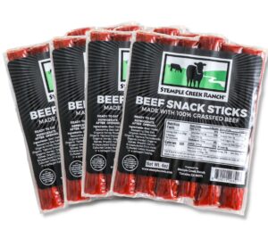 beef sticks by stemple creek ranch | 100% grass-fed beef | antibiotic free | sugar free | 4 pack