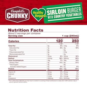 Campbell’s Chunky Healthy Request Soup, Sirloin Burger with Country Vegetable Beef Soup, 18.8 oz Can