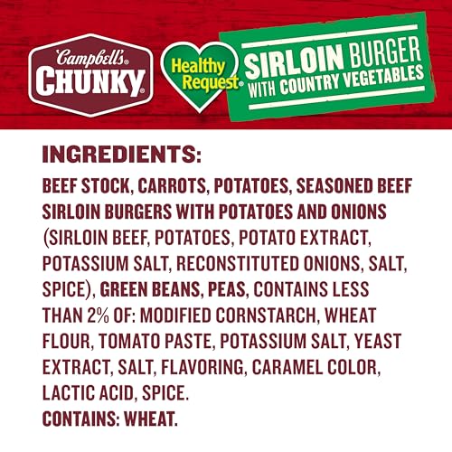 Campbell’s Chunky Healthy Request Soup, Sirloin Burger with Country Vegetable Beef Soup, 18.8 oz Can