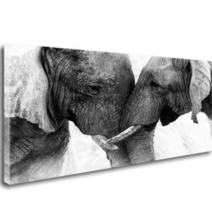 DZL Art D73075 Black and White Elephants Entwine Wall Art Canvas Painting Ready to Hang for Living Room Bedroom Office Wall Decor Home Decoration