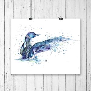 Loon Wall Art Print by Whitehouse Art | Loon Bird Gifts, Loon Art, Woodland Birds, Bird Decorations for the Home | Professional Art Print of a Original Loon Watercolor Painting | 5 Sizes