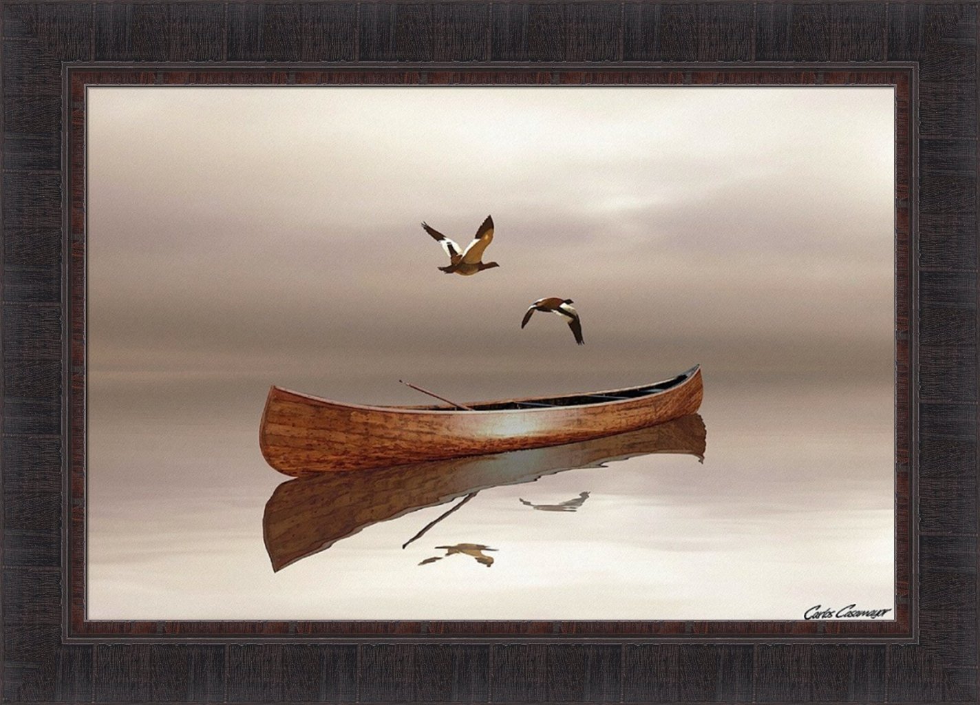 Time Stopped 3 by Carlos Casamayor 20x28 Canoe Boat Lake Birds Framed Art Print Wall Décor Picture