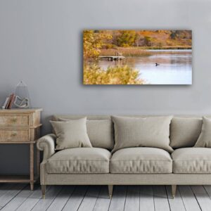 Large Wall Art Loon on a Lake Painting Poster Print on Canvas Artwork for Living Room Bedroom Stretched and Framed Ready to Hang 20”x40”