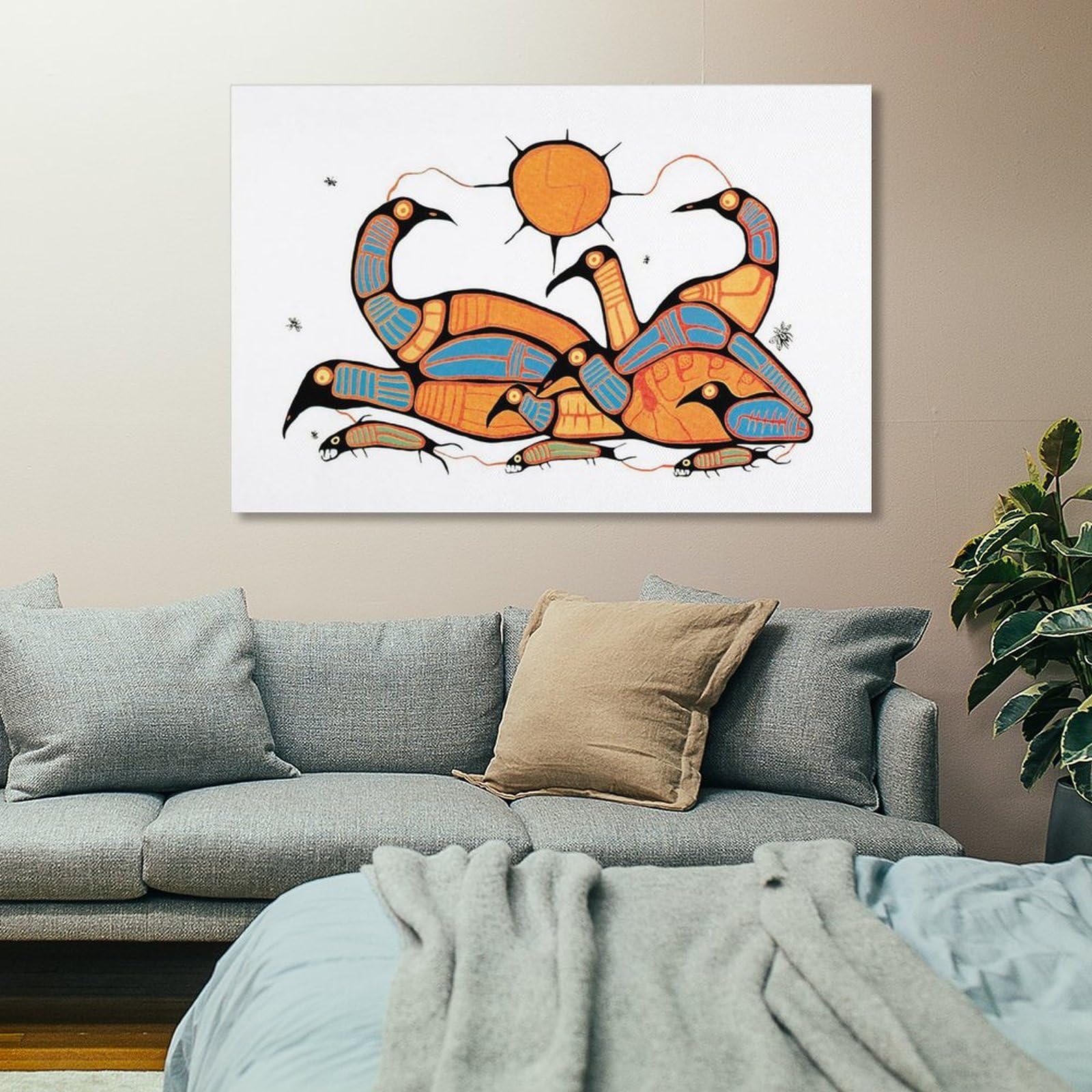 Loon Family by Norval Morrisseau Prints Poster Wall Art Picture Painting Poster Canvas Print Posters Artworks Bedroom Living Room Decor 12x18inch(30x45cm)