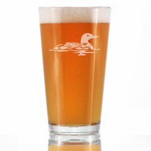 loon pint glass for beer - fun bird themed gifts and decor for men & women - 16 oz glasses