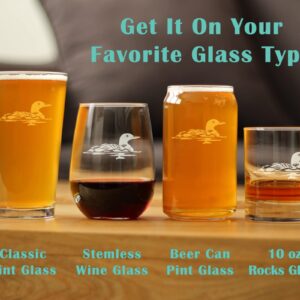 Loon Pint Glass for Beer - Fun Bird Themed Gifts and Decor for Men & Women - 16 oz Glasses