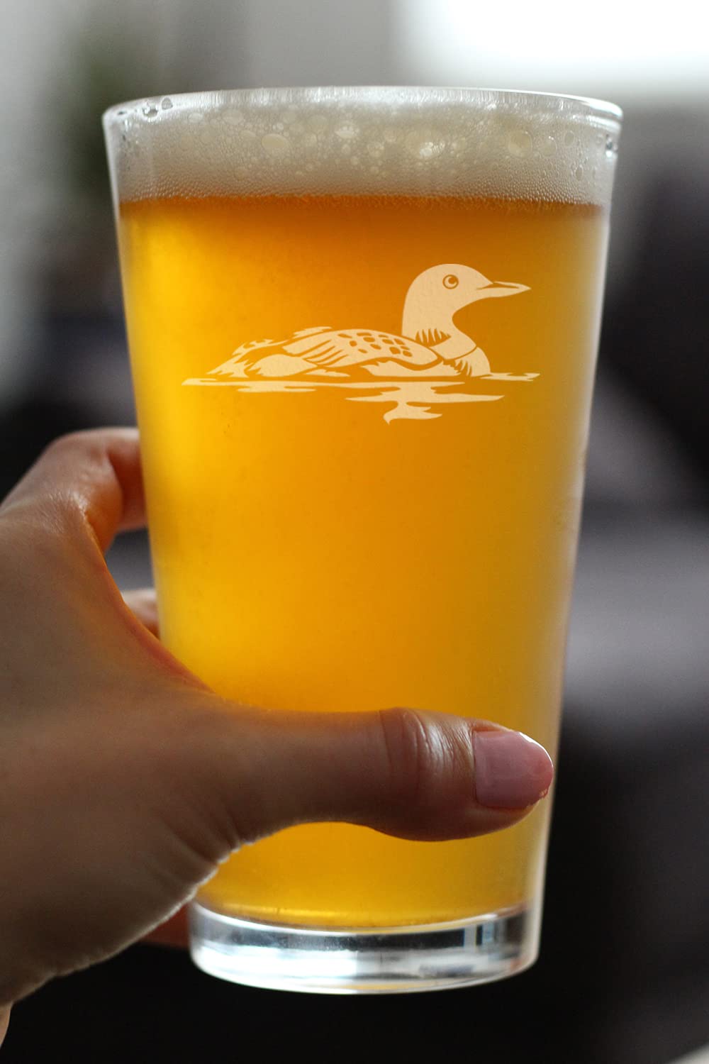 Loon Pint Glass for Beer - Fun Bird Themed Gifts and Decor for Men & Women - 16 oz Glasses