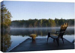 wall26 canvas print wall art view of the lake at dawn nature wilderness photography realism rustic scenic relax/calm multicolor zen colorful for living room, bedroom, office - 24"x36"