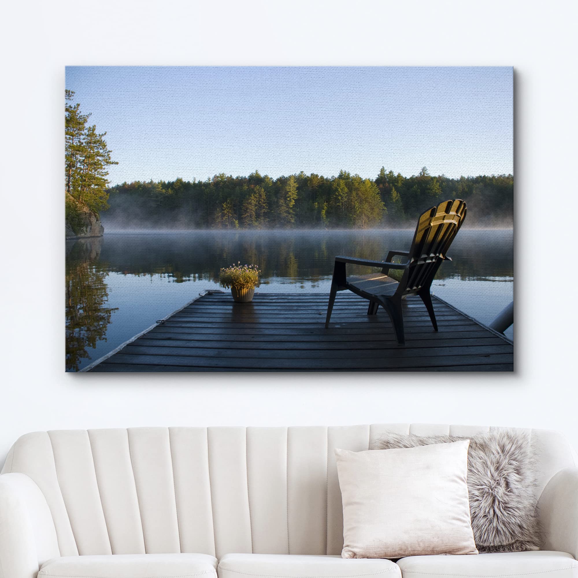 wall26 Canvas Print Wall Art View of The Lake at Dawn Nature Wilderness Photography Realism Rustic Scenic Relax/Calm Multicolor Zen Colorful for Living Room, Bedroom, Office - 24"x36"