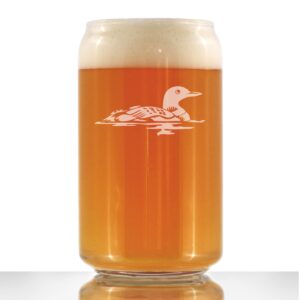 loon beer can pint glass - fun bird themed gifts and decor for men & women - 16 oz glasses