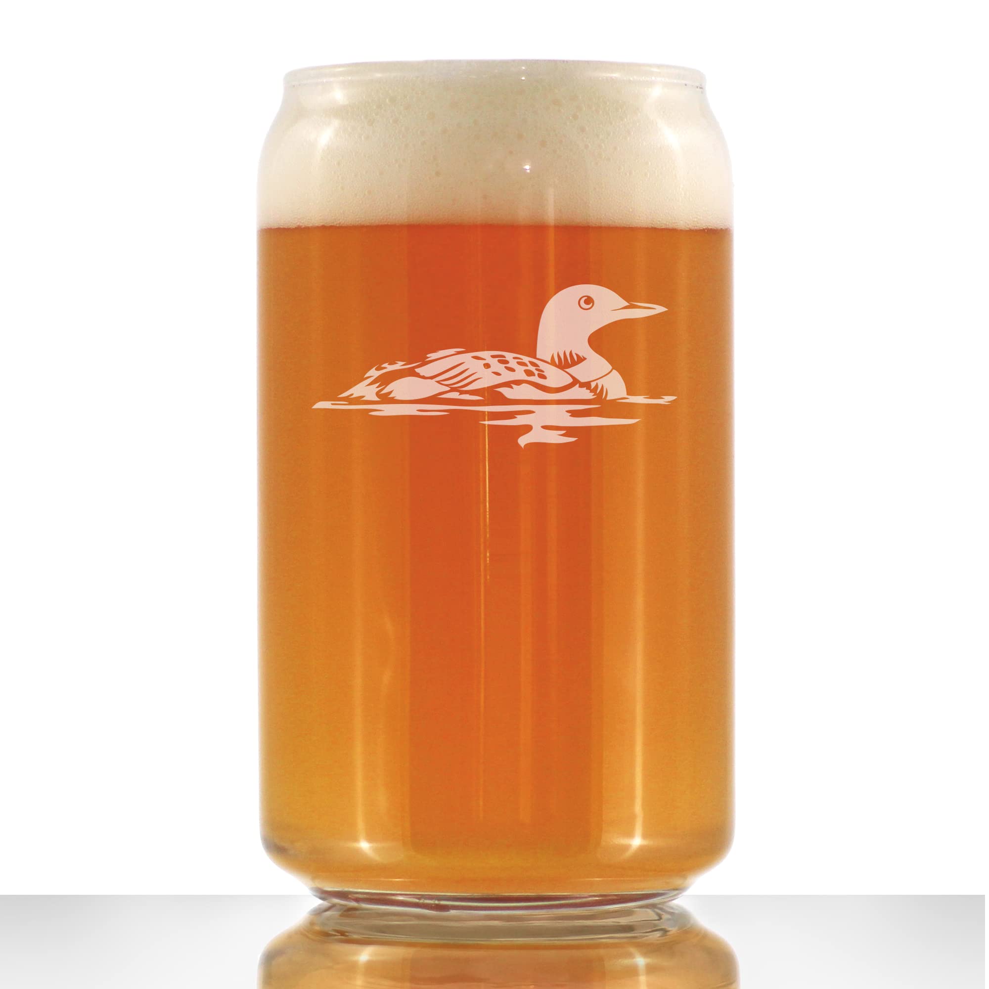 Loon Beer Can Pint Glass - Fun Bird Themed Gifts and Decor for Men & Women - 16 oz Glasses