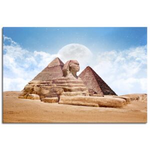 Bdzxfqwe Canvas Wall Art Egyptian Pyramid Stone Figure Prints Posters Pictures Printing Office Living Room Bedroom Decor Unframed18 x12