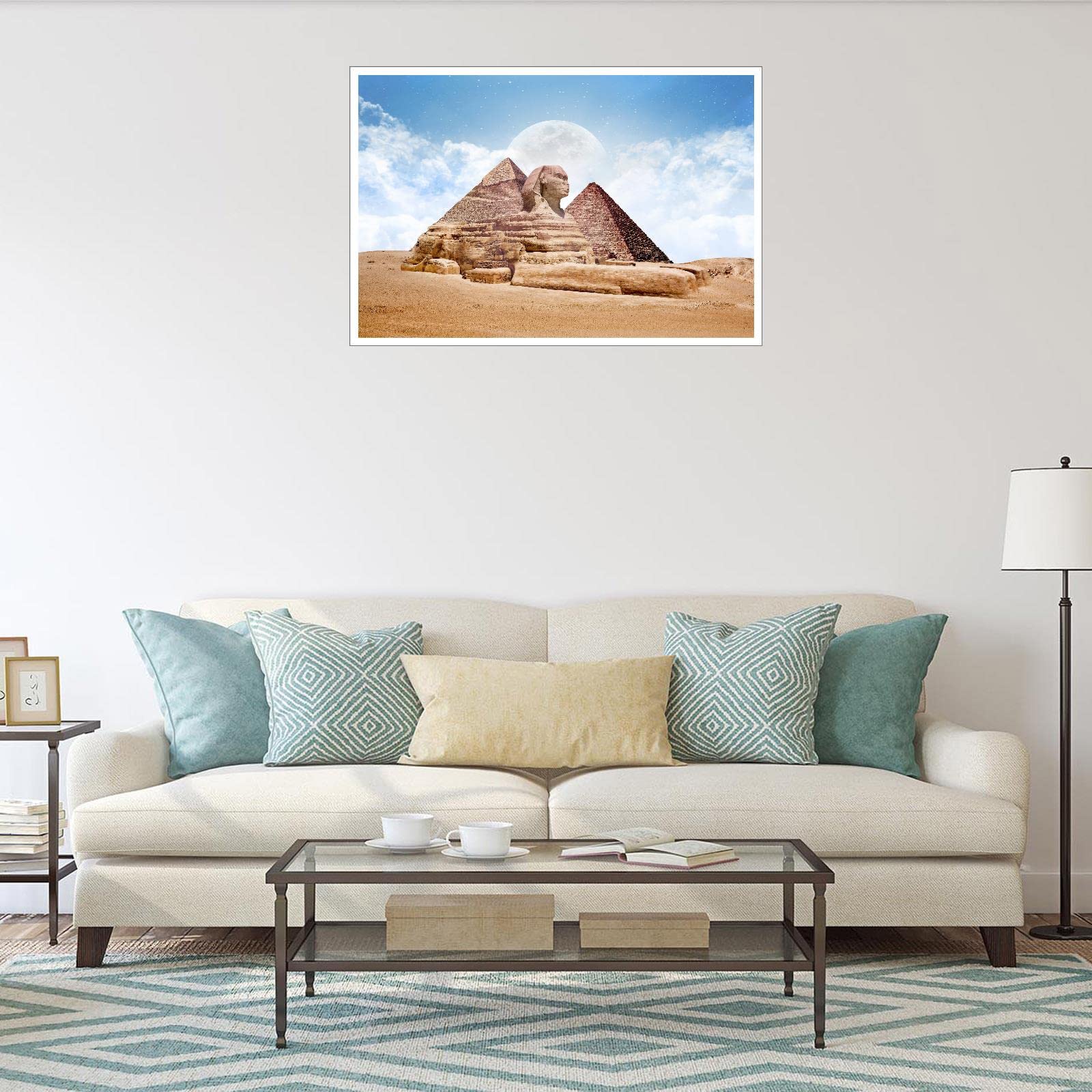 Bdzxfqwe Canvas Wall Art Egyptian Pyramid Stone Figure Prints Posters Pictures Printing Office Living Room Bedroom Decor Unframed18 x12