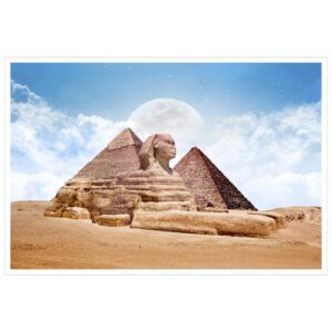 Bdzxfqwe Canvas Wall Art Egyptian Pyramid Stone Figure Prints Posters Pictures Printing Office Living Room Bedroom Decor Unframed18 x12