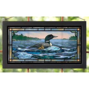 wild wings 5386500004 stained glass art, 23-inch width (rough water loon)