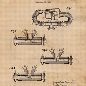 Vintage Scuba Diving Patent Prints, 4 (8x10) Unframed Photos, Wall Art Decor Gifts Under 20 for Home Office Garage Shop Diver School Gym Student Teacher Coach Lake Beach Ocean Snorkeling Reefs Fans