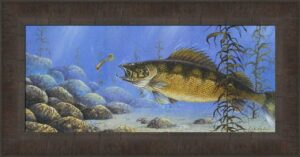 deep water walleye by rick morkel 11x21 fishing fish artist signed art print wall décor framed picture