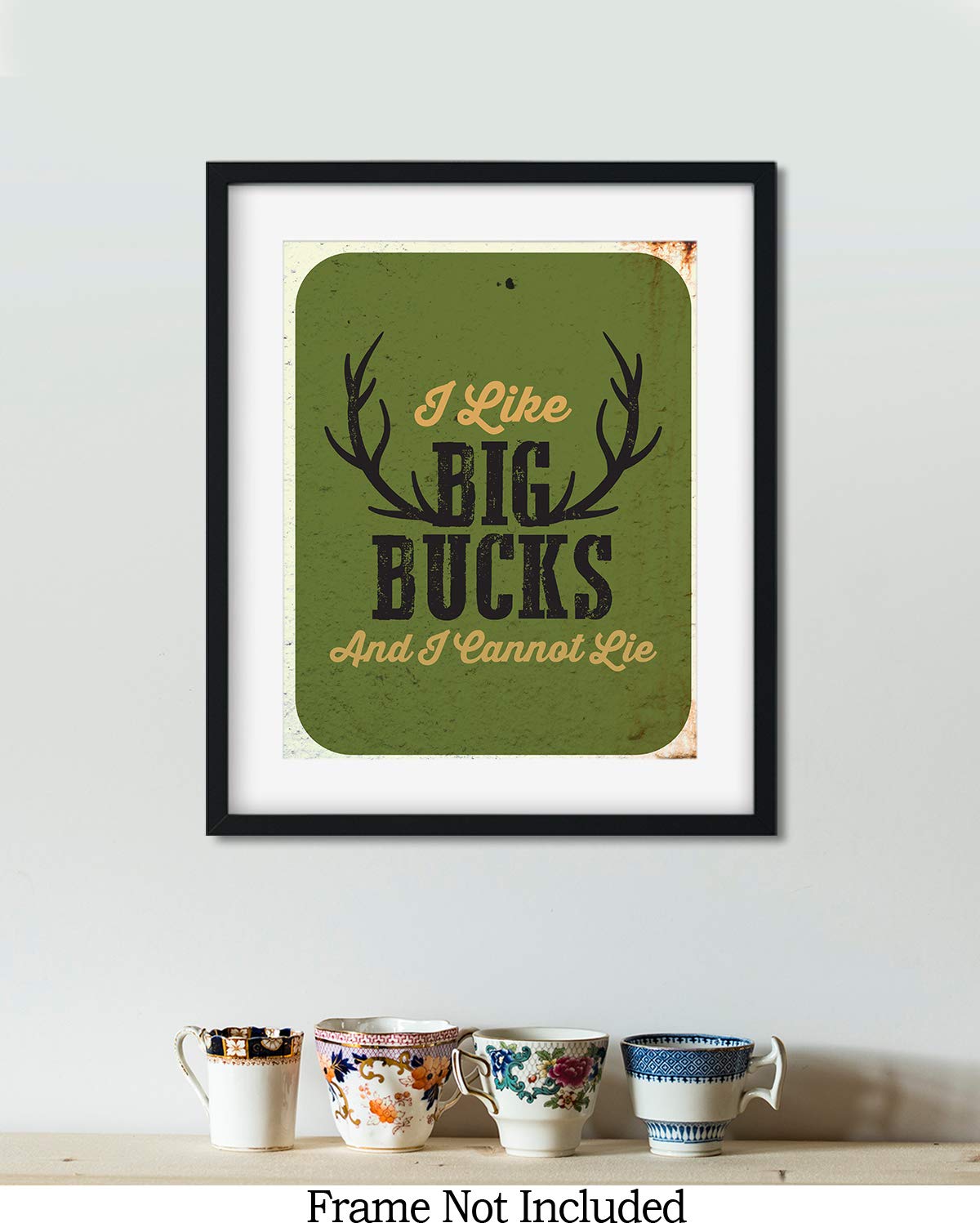 Govivo I Like Big Bucks And I Cannot Lie - Wall Decor Art Print with a green background - 8x10 unframed artwork printed on photograph paper