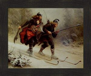 birkebeiner - rescue of prince haakon by knud larsen bergslien 20x24 birchlegs skiing vikings norwegian warriors framed art print wall décor picture