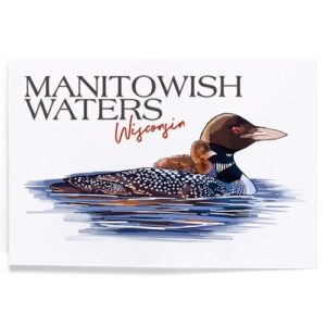 Lantern Press 8x12 Inch Art Print Wall Decor, Manitowish Waters, Wisconsin, Loon Icon