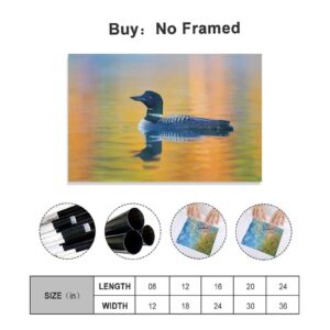 Rainbow Lake Common Loon Duck Canvas Poster Bedroom Decor Sports Landscape Office Room Decor Gift,Canvas Poster Wall Art Decor Print Picture Paintings for Living Room Bedroom Decoration 08x12inch(20x3