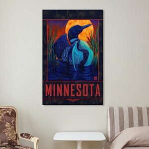 AAHARYA Modern Art Poster Minnesota Moondance Loon Art Print Poster Wall Art Decor Canvas Painting Posters And Prints Wall Art Pictures for Living Room Bedroom Decor 08x12inch(20x30cm) Unframe-style