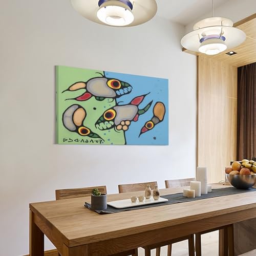 Little Loon Dances with Fish Spirit by Norval Morrisseau Prints Poster Canvas Art Poster And Wall Art Picture Print Modern Family Bedroom Decor Posters 08x12inch(20x30cm)