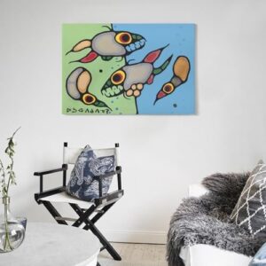 Little Loon Dances with Fish Spirit by Norval Morrisseau Prints Poster Canvas Art Poster And Wall Art Picture Print Modern Family Bedroom Decor Posters 08x12inch(20x30cm)