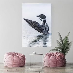 Loon Bird Wings Beautiful Canvas Poster Bedroom Decor Sports Landscape Office Room Decor Gift,Canvas Poster Wall Art Decor Print Picture Paintings for Living Room Bedroom Decoration 8x12inchs(20x30cm)