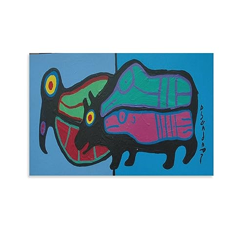 Norval Morrisseau Prints Loon, Fish Worlds Poster Print Photo Art Painting Canvas Poster Home Decorative Bedroom Modern Decor Posters Gifts 08x12inch(20x30cm)