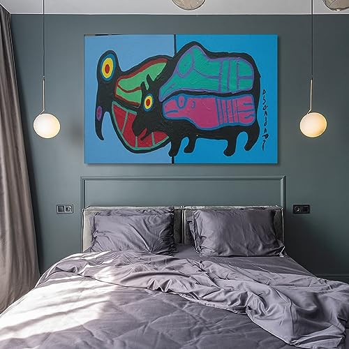 Norval Morrisseau Prints Loon, Fish Worlds Poster Print Photo Art Painting Canvas Poster Home Decorative Bedroom Modern Decor Posters Gifts 08x12inch(20x30cm)