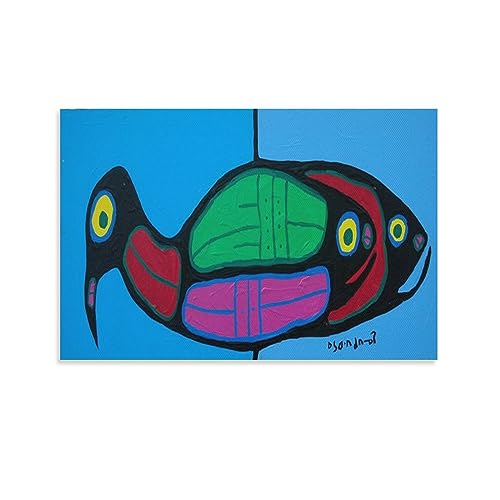 Norval Morrisseau Prints Loon, Fish Worlds Poster Art Poster Canvas Painting Decor Wall Print Photo Gifts Home Modern Decorative Posters Framed/Unframed 08x12inch(20x30cm)