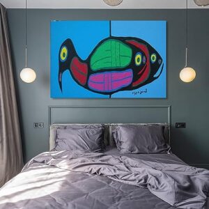 Norval Morrisseau Prints Loon, Fish Worlds Poster Art Poster Canvas Painting Decor Wall Print Photo Gifts Home Modern Decorative Posters Framed/Unframed 08x12inch(20x30cm)