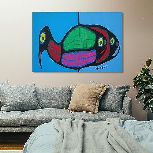 Norval Morrisseau Prints Loon, Fish Worlds Poster Art Poster Canvas Painting Decor Wall Print Photo Gifts Home Modern Decorative Posters Framed/Unframed 08x12inch(20x30cm)