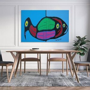 Norval Morrisseau Prints Loon, Fish Worlds Poster Art Poster Canvas Painting Decor Wall Print Photo Gifts Home Modern Decorative Posters Framed/Unframed 08x12inch(20x30cm)