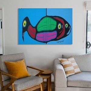 Norval Morrisseau Prints Loon, Fish Worlds Poster Art Poster Canvas Painting Decor Wall Print Photo Gifts Home Modern Decorative Posters Framed/Unframed 08x12inch(20x30cm)