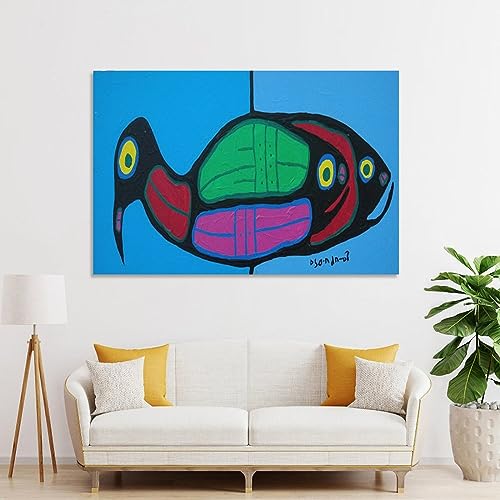 Norval Morrisseau Prints Loon, Fish Worlds Poster Art Poster Canvas Painting Decor Wall Print Photo Gifts Home Modern Decorative Posters Framed/Unframed 08x12inch(20x30cm)