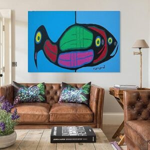 Norval Morrisseau Prints Loon, Fish Worlds Poster Art Poster Canvas Painting Decor Wall Print Photo Gifts Home Modern Decorative Posters Framed/Unframed 08x12inch(20x30cm)