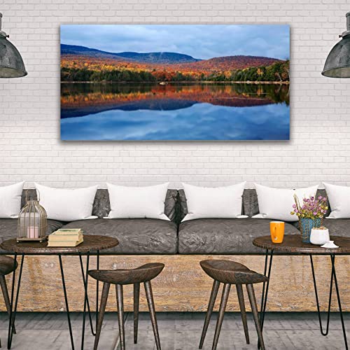 Framed Canvas Wall Art Print On Canvas Loon Lake Pictures Posters Artwork for Living Room Bedroom Ready to Hang Wall Decor 20X40