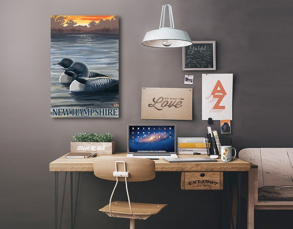 Lantern Press New Hampshire, Common Loon, (24x36 Wrapped Canvas, Wall Decor, Artwork)