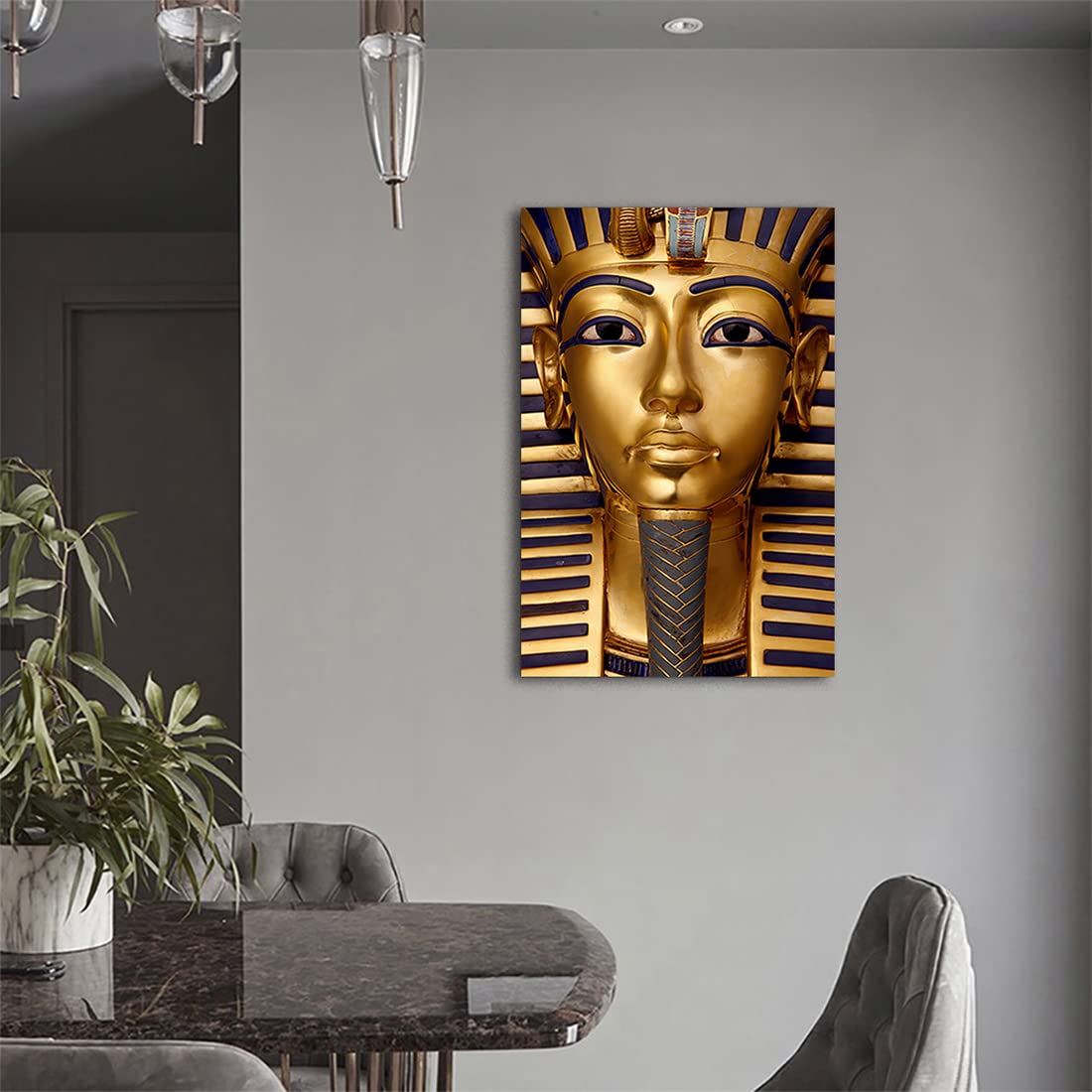 Ancient Egyptian Pharaoh Canvas Painting Poster Golden Tutankhamun Prints Mural Poster Home Bedroom Decoration Painting Canvas Painting Posters and Prints Wall Art Pictures for Living Room (Framed-style,16x24inch/40x60cm)