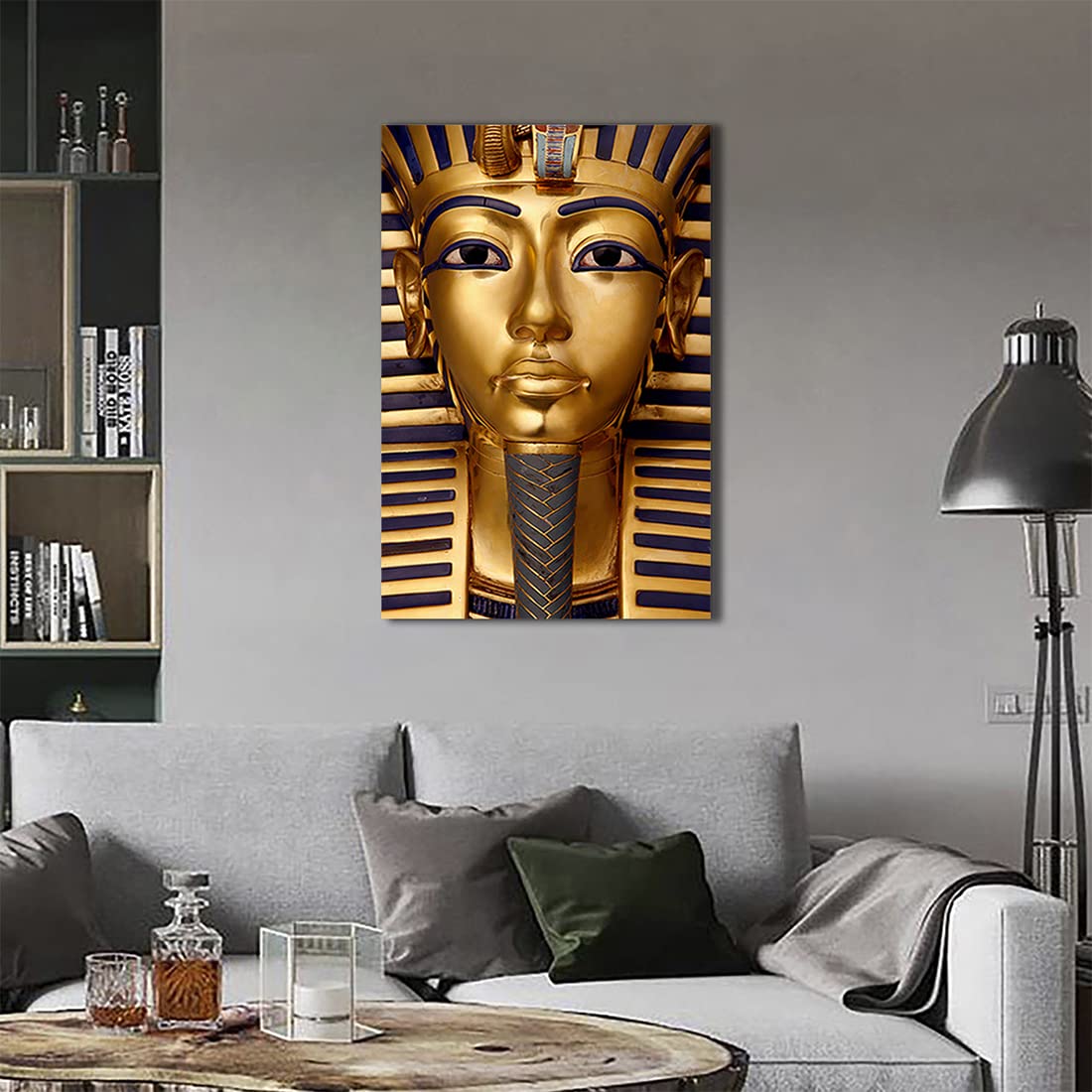 Ancient Egyptian Pharaoh Canvas Painting Poster Golden Tutankhamun Prints Mural Poster Home Bedroom Decoration Painting Canvas Painting Posters and Prints Wall Art Pictures for Living Room (Framed-style,16x24inch/40x60cm)