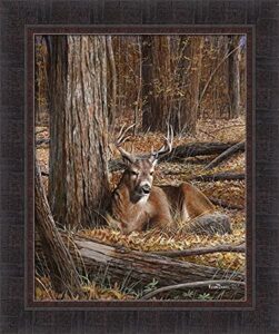 bedding down by kevin daniel 20x24 whitetail deer buck forest gift for hunter framed art print picture