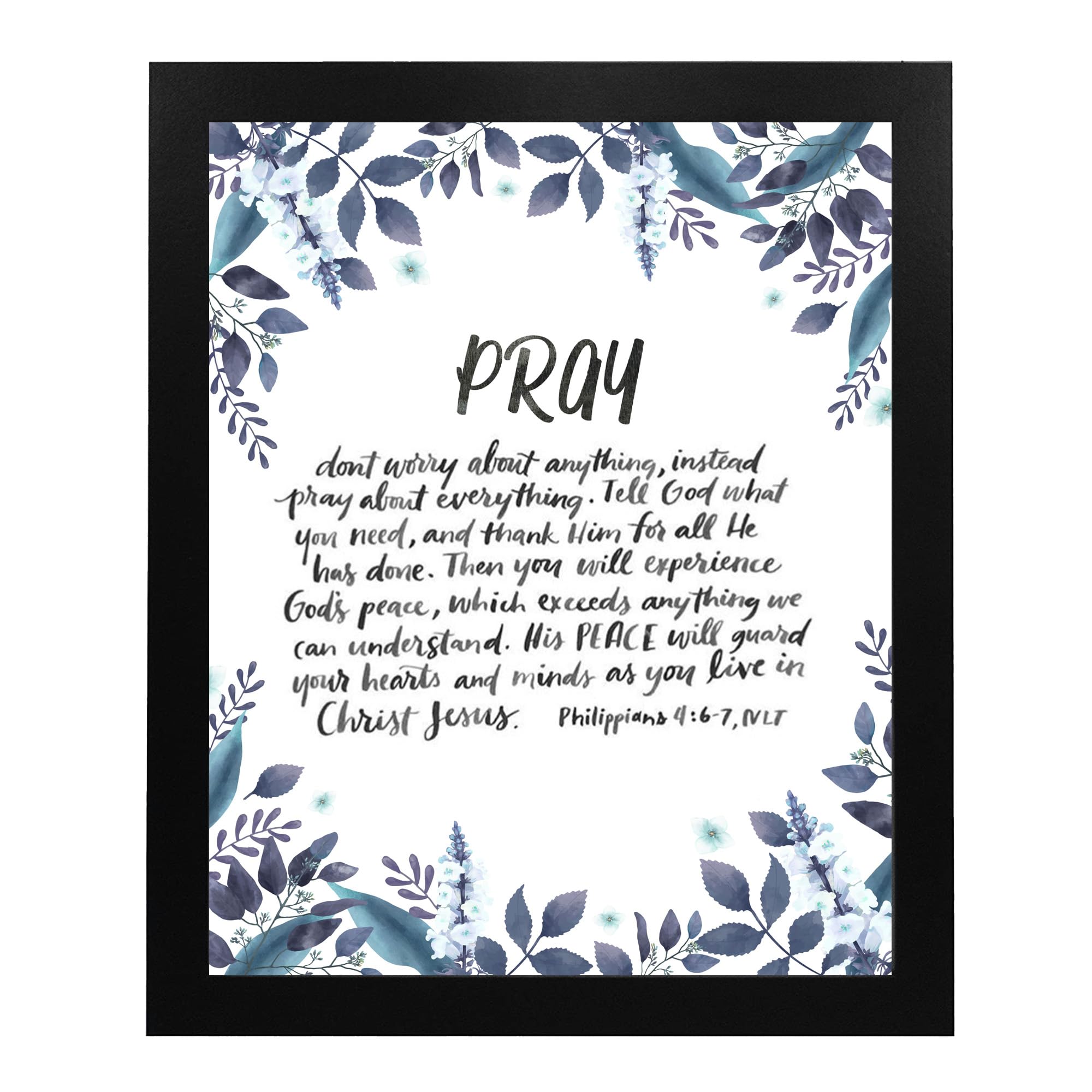 Pray and Receive God's Peace - Inspirational Quotes Wall Art, Motivational Wall Art Picture Print for Living Room Wall Decor, Scripture Wall Decor, Kitchen Decor, Home & Office Decor. Unframed - 8x10