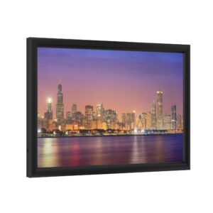 Trademark Fine Art Mike Jones Photo 'Chicago Dusk full skyline' - Backlit LED Lightbox with Metal Frame - Ready to Hang with Anti-Glare Acrylic Cover