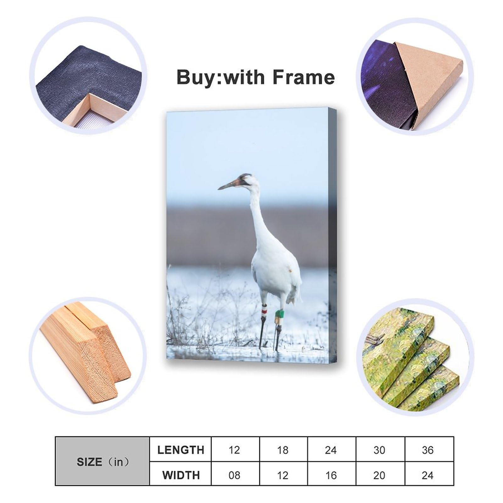 Nature Lake Whooping Crane Bird Canvas Poster Bedroom Decor Sports Landscape Office Room Decor Gift,Canvas Poster Wall Art Decor Print Picture Paintings for Living Room Bedroom Decoration 8x12inchs(20