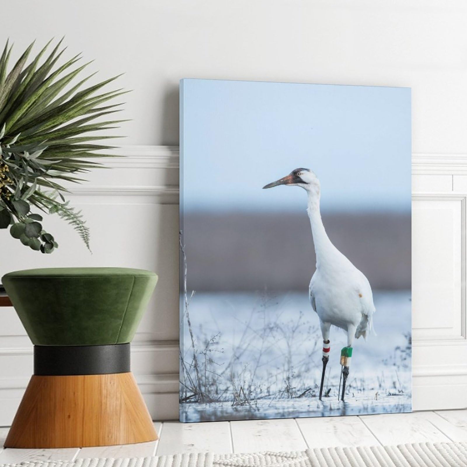 Nature Lake Whooping Crane Bird Canvas Poster Bedroom Decor Sports Landscape Office Room Decor Gift,Canvas Poster Wall Art Decor Print Picture Paintings for Living Room Bedroom Decoration 8x12inchs(20