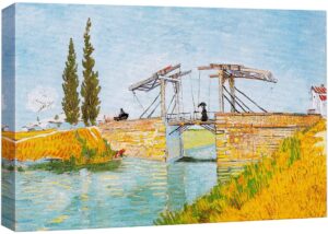 wall26 canvas print wall art langlois bridge at arles by master artist vincent van gogh nature wilderness illustrations fine art relax/calm multicolor for living room, bedroom, office - 24"x36"